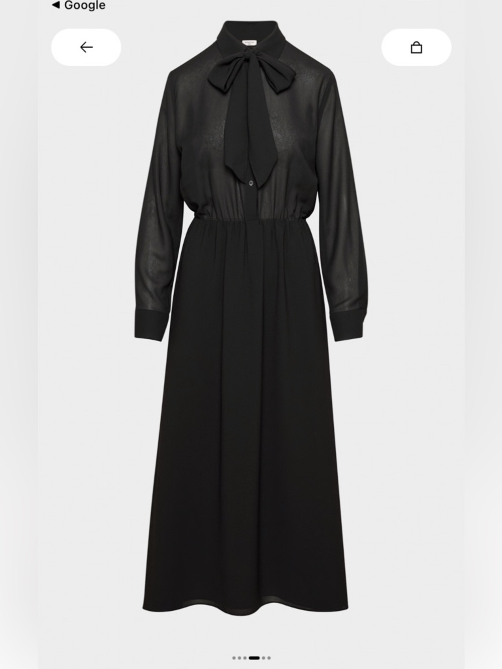 Aritzia Black Long-Sleeve Tie-Neck Midi Dress